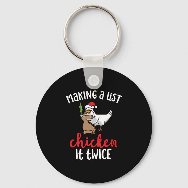 Chaveiro Galinha Duas Vezes Engraçada Design de Natal (Frente)