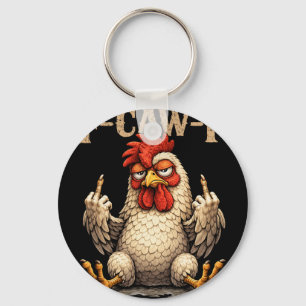 Chaveiro Galinha Gótica F-caw-f Galo Preto Engraçado Fcawf