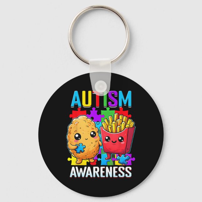 Chaveiro Galinhas Nugget E Franceses Fritam Autismo Sensibi (Frente)