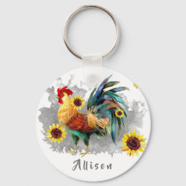 Chaveiro Galo com girassóis personalizados
