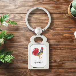 Chaveiro Galo de Aquarela do Dia de Ação de Graças Personal