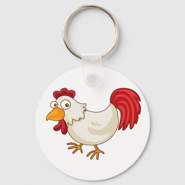 Chaveiro Galo de Desenho Galinha Branca (Frente)