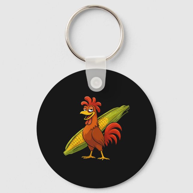 Chaveiro Galo Engraçado Com Milho Thanksgiving Frango F (Frente)