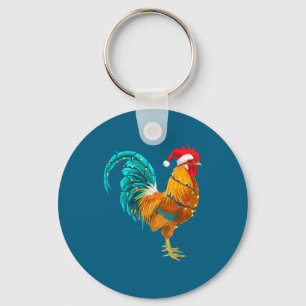 Chaveiro Galo Engraçado Frango Papai Noel Luzes de Natal Fa