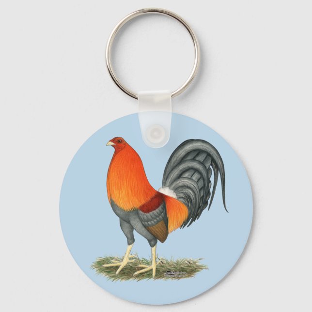 Chaveiro Galo Vermelho Azul Gamecock (Frente)