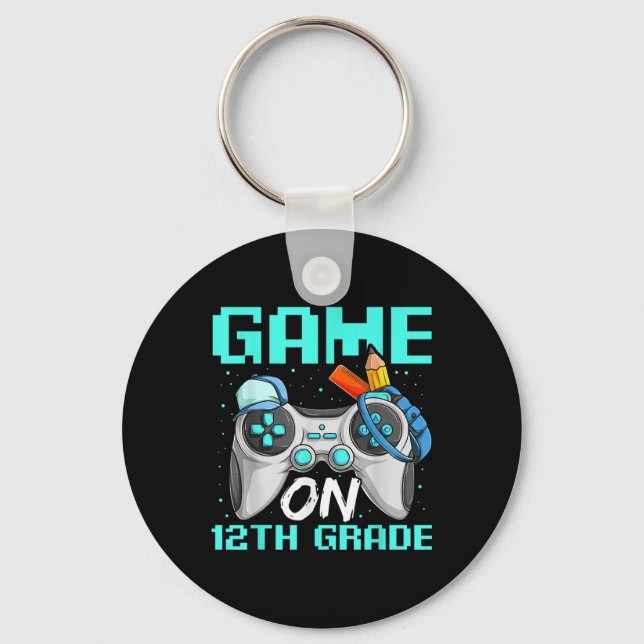 Chaveiro Game On Twelfth Grade Shirts, Funny Gamer Boy Back (Frente)