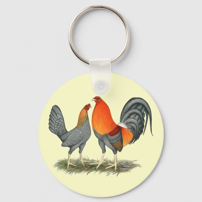 Chaveiro Gamefowl vermelho azul (Frente)