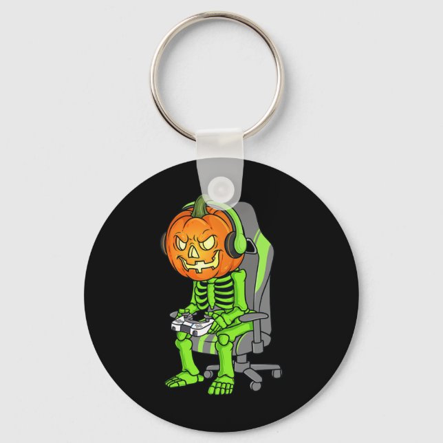 Chaveiro Gaming Halloween Skeleton Jack O Lanterna Gamer Bo (Frente)