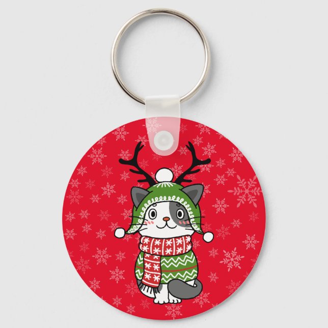 Chaveiro Gancho de Natal de Gato Bonito Galore (Frente)