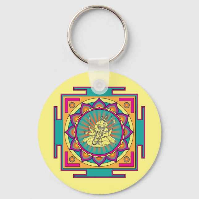 Chaveiro Ganesha Mandala (Frente)