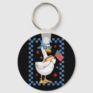 Chaveiro Ganso Patriótico Retro Vermelho Branco e Azul 4 de