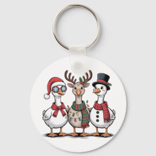 Chaveiro Ganso Vestindo Chapéu de Papai Noel Amantes de Gan