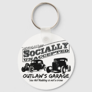 Chaveiro Garagem de Outlaw. Banda quente socialmente não ac
