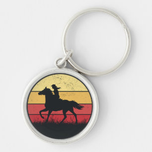 Chaveiro Garota Andando Cavalo Vintage Sunset Texas Cowgirl