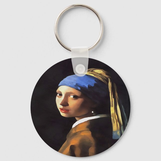 Chaveiro Garota com pérolas ouvindo Johannes Vermeer (Frente)