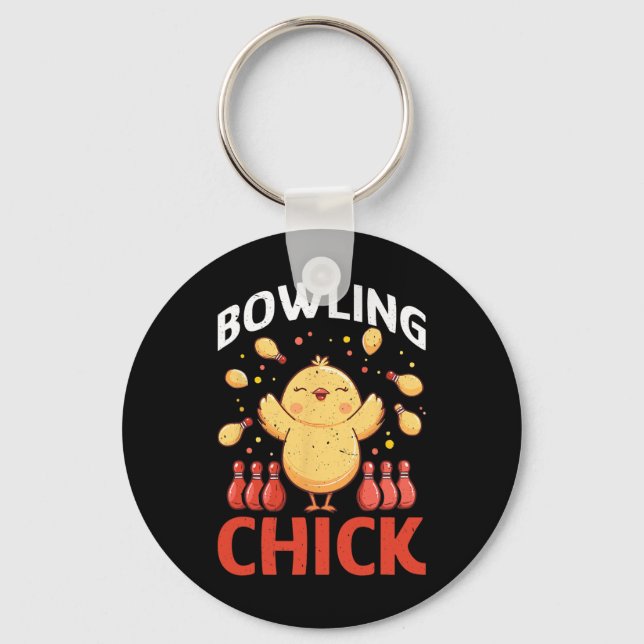 Chaveiro Garota de Boliche Piadas de Boliche Engraçadas  (Frente)