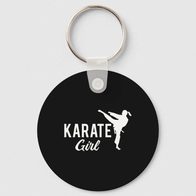Chaveiro Garota de Karatê Lutadora de Rabo de Cavalo Branco (Frente)