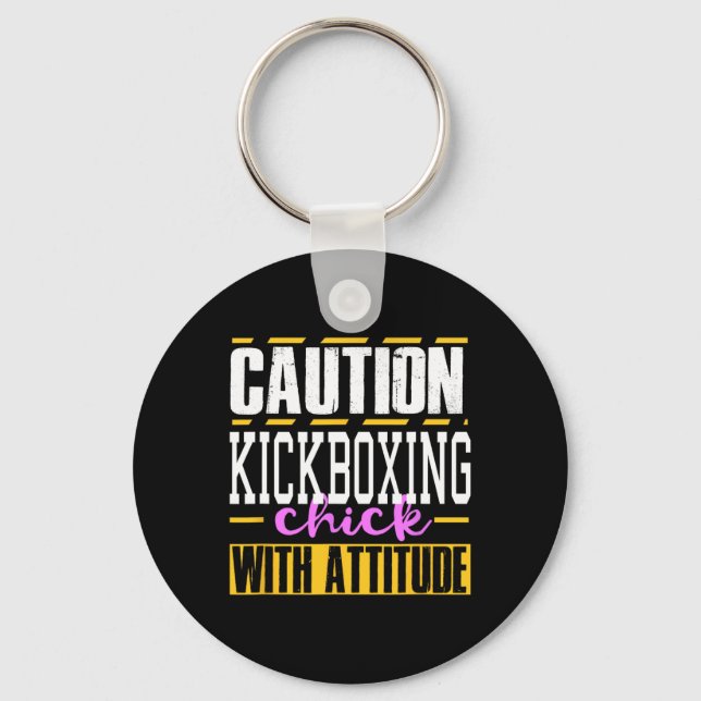 Chaveiro Garota Engraçada de Kickboxing com Atitude Mulhere (Frente)