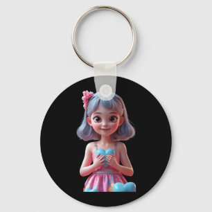 Chaveiro Garota Fofa com Coração Design Unisex Engraçado pa