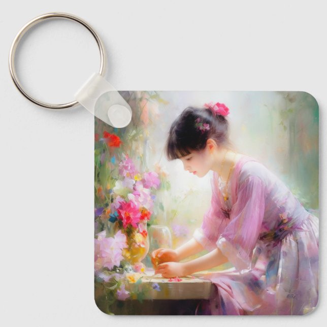 Chaveiro Garota no Jardim Flor (Frente)