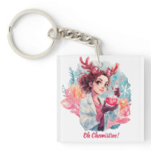 Garota Química Festiva Aquarela Arte Científica