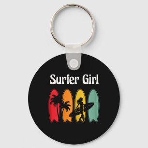 Chaveiro Garota Surfista Prancha de Surf Mulheres Retro