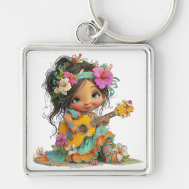 Chaveiro GAROTA TEMÁTICA HAWAIANA COLORIDA FOFa