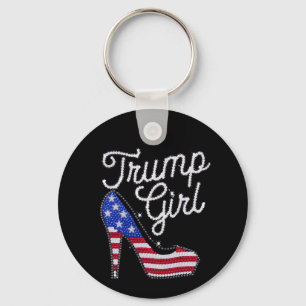 Chaveiro Garota Trump Salto Alto Bandeira Americana Brilho 