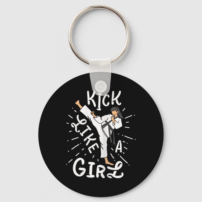 Chaveiro Garotas de Karate Chutam Como Um Taekwondo de Kick (Frente)