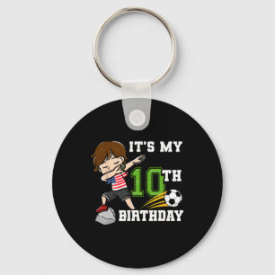 Chaveiro Garoto de Futebol É Meu 10º Aniversário Bandeira A