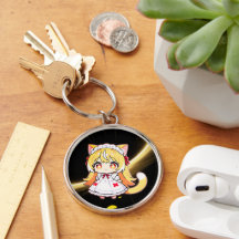 Gata Menina Loira Chibi em Vestido Midi