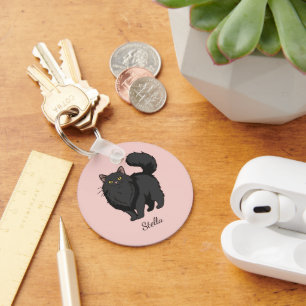 Chaveiro Gata Preta de Cabelo Comprido Mãe Personalizada