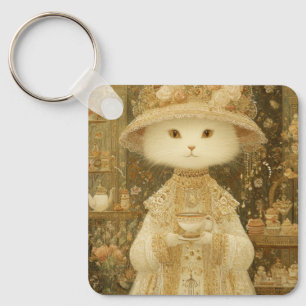 Chaveiro Gata Senhora Snow – Gata Vitoriana com Xícara de C