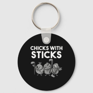 Chaveiro Gatas Engraçadas Com Sticks Hockey Garotas Present