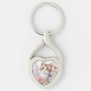 Chaveiro Gatinho Aquarela Cujo Floral