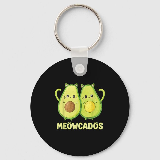Chaveiro Gatinho Avocado Cachê Pun Funny Kawaii Comida Anim (Frente)