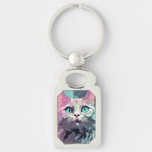 Chaveiro Gatinho Azul Místico Gato cúmulo