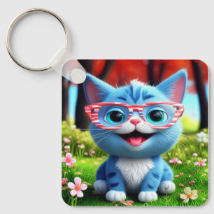 Chaveiro Gatinho Azul Sorridente E Bonito-55665
