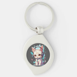 Chaveiro Gatinho bonito com Fones de ouvido mágicos