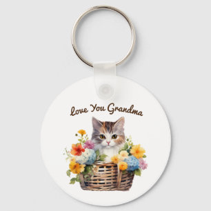 Chaveiro Gatinho Bonito na Cesta das Flores