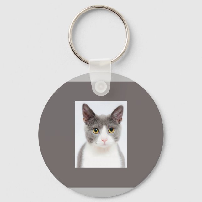 Chaveiro Gatinho Branco de Cinzas Adoráveis (Frente)