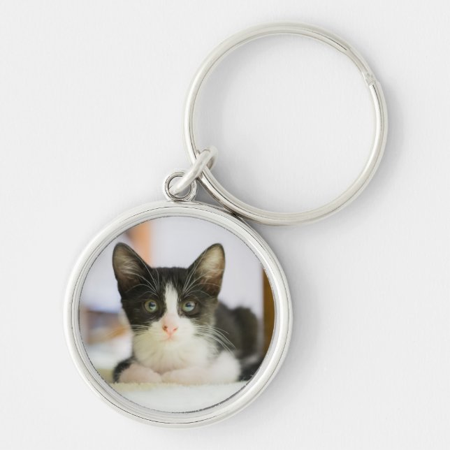 Chaveiro Gatinho branco e preto doce (Frente)