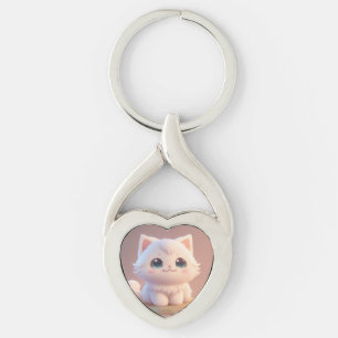 Chaveiro Gatinho branco liso e liso