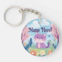 Gatinho Cute Nome Personalizado Roxo Cat