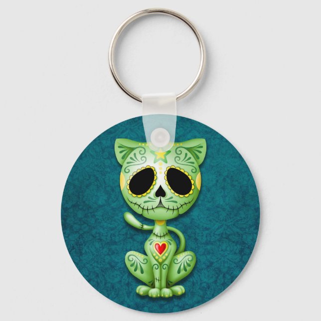 Chaveiro Gatinho de Açúcar Zombie Verde (Frente)