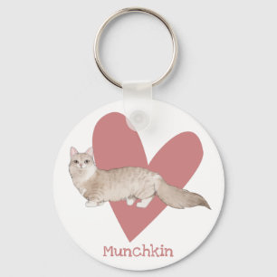 Chaveiro Gatinho de Aquarela Munchkin, Coração Rosa