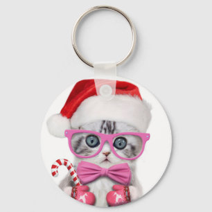Chaveiro Gatinho de chapéu de Natal