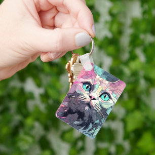Chaveiro Gatinho de Olhos Azuis Místicos Gato Fofo