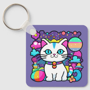 Chaveiro Gatinho Espacial Branco Fofo