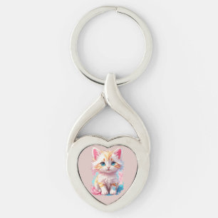 Chaveiro Gatinho Kawaii Colorido e Fofo